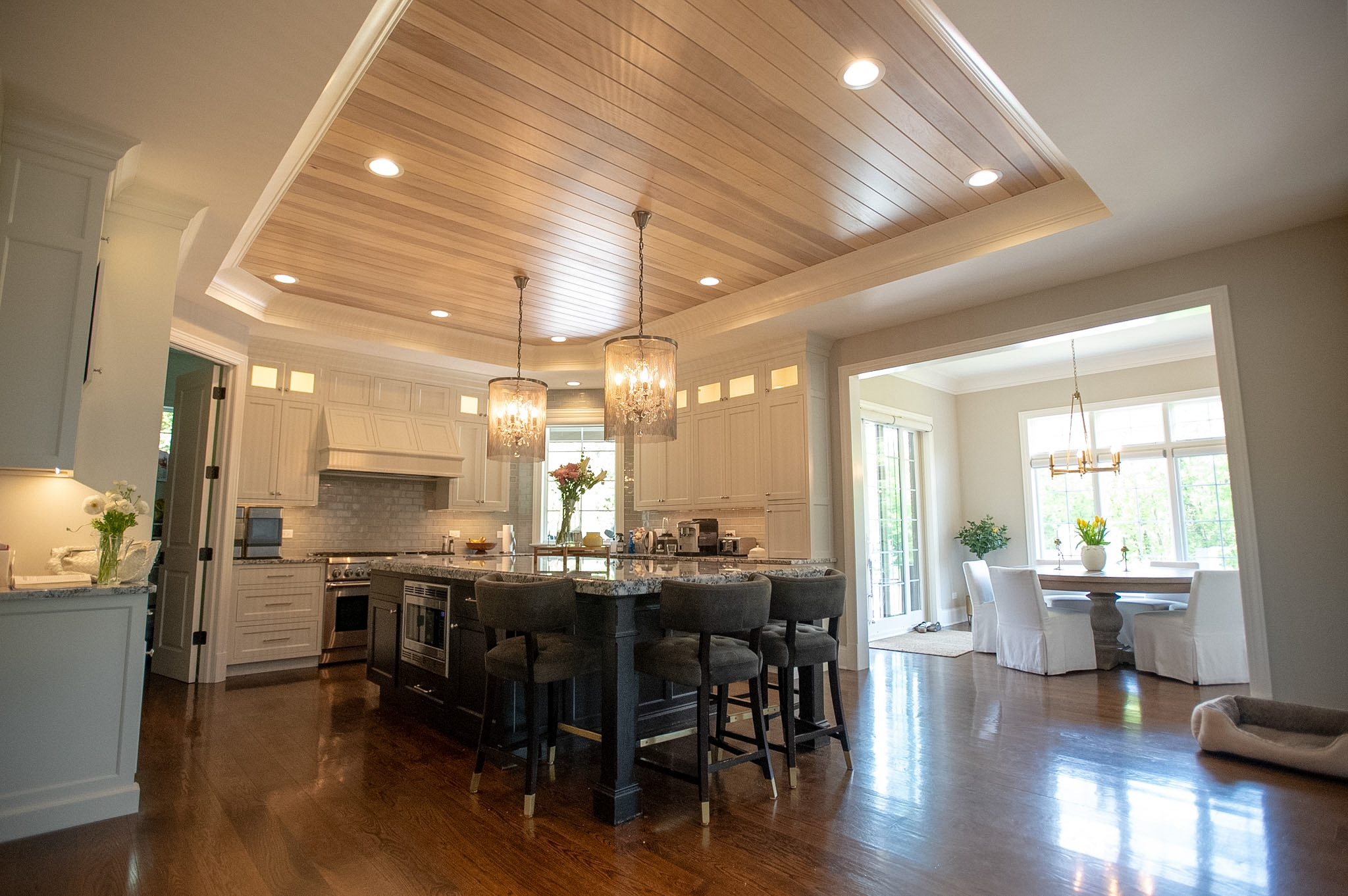 Clean executive kitchen and dining space